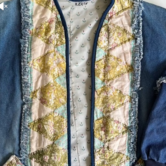 Hand made quilted denim jacket - Picture 4 of 5